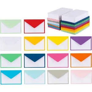 140 Mini Envelopes With White Blank Note Cards 4"x 2.7" For Business Cards Gift Cards Assorted Colors