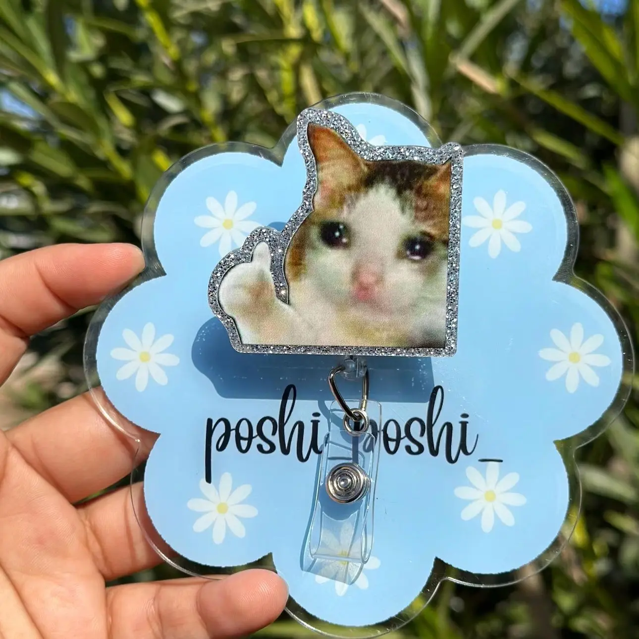 Sad cat meme Retractable Badge Reel, meme ID Clip, Nurse ID Holder, funny RN Key Card, meme Badge Pull, School Nurse, Teacher Lanyard