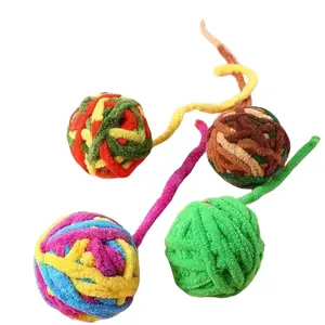 Set of five balls Interactive Cat Toy Ball with Bell and Colorful String Teething Chew Toy for Kitten Self-Entertainment and Boredom Relief