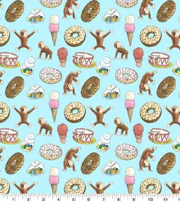 Curious George “Party Toss” Cotton Fabric