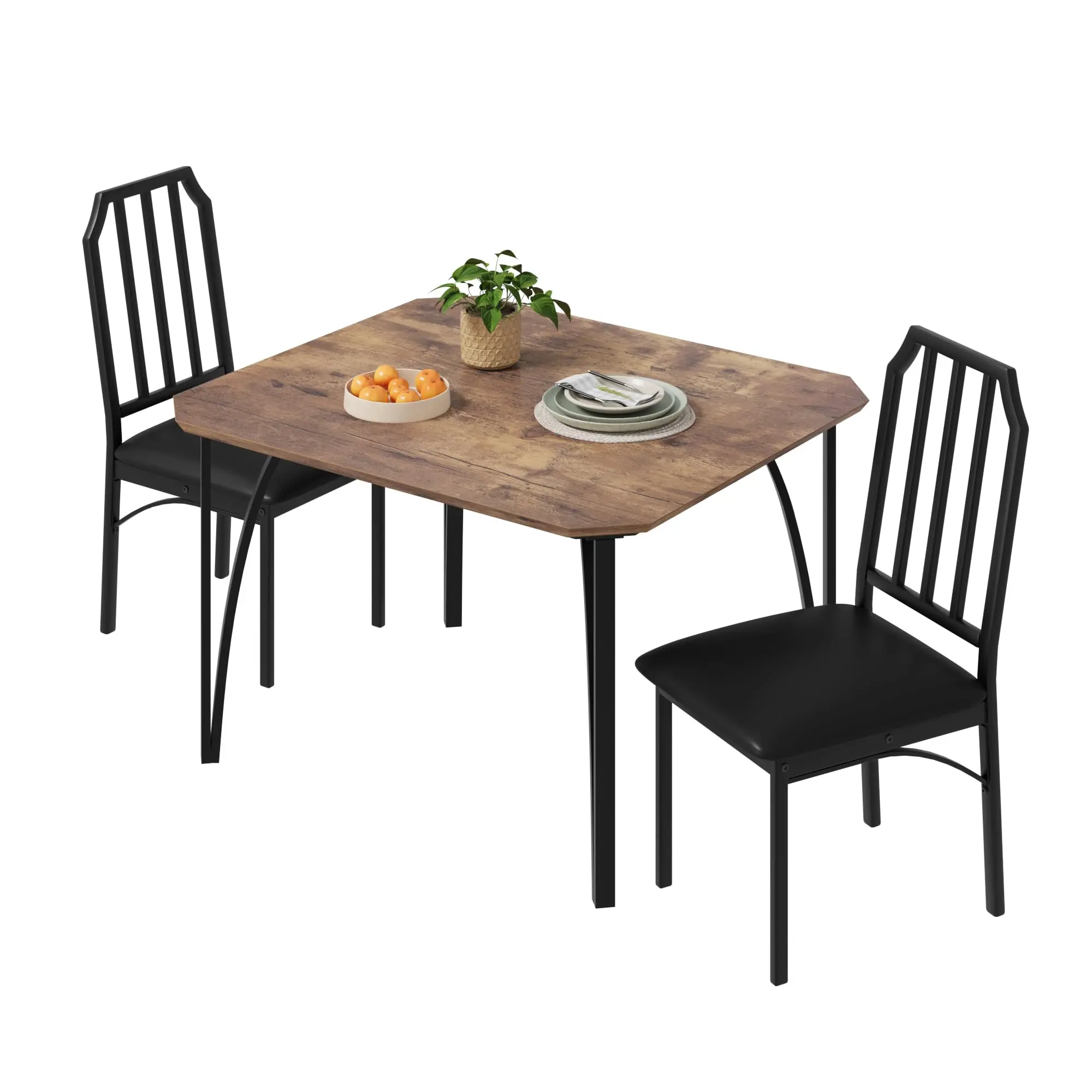 Garvee Dining Table Set, Kitchen Table and Chairs with Chamfer Design, Dining Room Set with Cushion Seats for Home Kitchen, Apartment