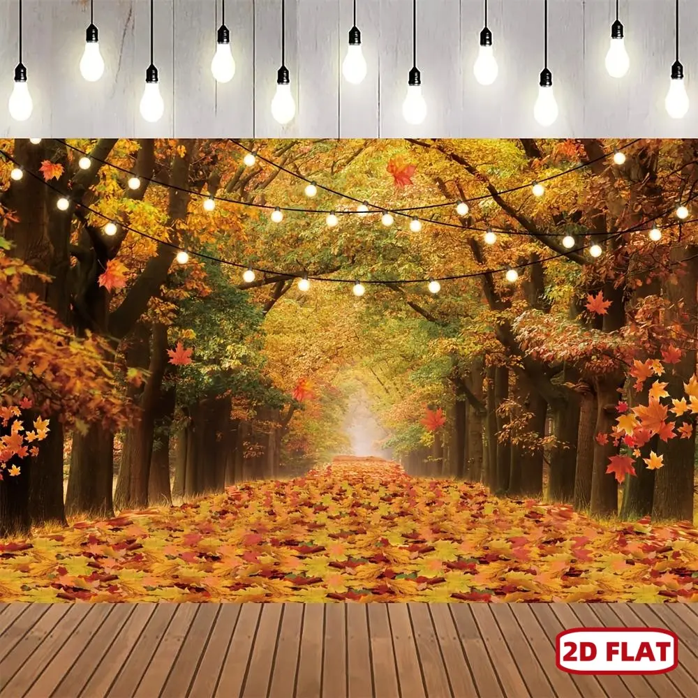 1-Piece 2D Flat Polyester Backdrop, Vibrant Maple & Pumpkin Print for Thanksgiving Harvest, Fall Parties, Birthday Decor, Home & Festive Supplies, Versatile Photo Booth Prop Banner - Light Up Flags, One-Piece