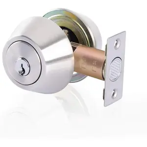 Double keyed Deadbolt Lock - Keyed  Both Sides, 2-Way Adjustable Cylinder Deadbolt (/Passage), Satin Stainless Steel (, Single Cylinder) (, Double Side)