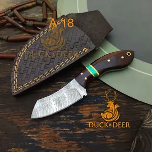 Mini Damascus Steel Fixed-Blade Knife - Non-Slip Micarta Handle, Durable Leather Sheath, Camping Survival Tool, Anniversary Gift for Husband