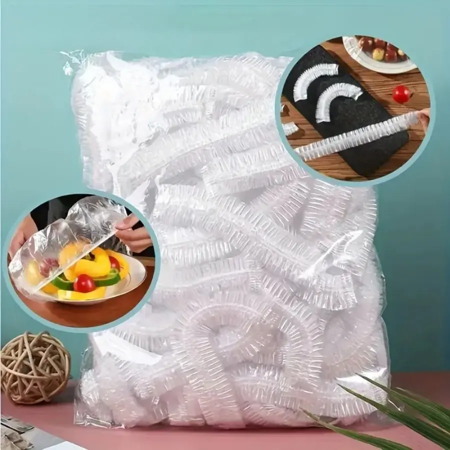 Thick Food Grade Durable Disposable White Plastic Cling Film Sheets (200/300 Pcs) - Sealing Kitchen Food Fresh-Keeping Wrap for Containers, Snacks, Fruits Storage, Party Disposable Tableware for Kitchens/Restaurants to Protect Items
