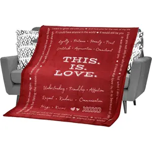 FILO ESTILO Valentines Day Blanket, Love Blanket, I Love You Gifts for Her, Wife Gift, Birthday, Wedding, Anniversary, Sentimental, Romantic Gifts for Couples, 65 x 50 Inches (Wine Red)