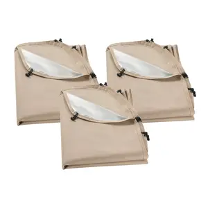 VEVOR Sun Shade Sail Canopy Covers, Fit for 10 x 9.2 ft Screen House Tent, Sun Protection, 5.51 x 4.23 ft 300D Oxford Silver-Coated Fabric, Pack of 3 (Not Include Tent), for Outdoor Activities, Beige