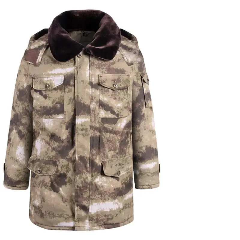 Men's Military-Style Thick Camouflage Parka - Insulated Cotton Windproof Shell Menswear Winter Coat, Long Roomy Cut Loose-Fitting Jacket with Pocket for Men