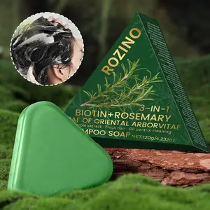 Rozino Biotin Rosemary Sage Cleansing Shampoo Bar 120g, Gentle Plant Herbal Hair Care Soap with Biotin, Rosemary, Sage Extracts, Suitable for All Hair Types