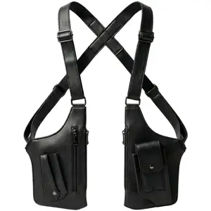 Double Shoulder Armpit Bag for Men Premium Vegan Leather Anti-Theft Underarm Bag, Adjustable Bag with Multiple Pockets Pouch