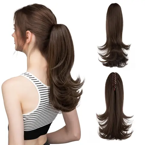 VASILIA 14-in Wavy Claw Clip Ponytail Extension, 300℉ Heatproof Synthetic Hairpiece, Clip-In for Ponytail Hairstyles, Cosplay & Women’s Daily Elegance