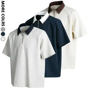 3-Pack Men's solid color jacquard knit polo shirt, regular fit, casual short sleeves, button front, available in multiple colors, suitable for summer wear, stylish everyday attire.