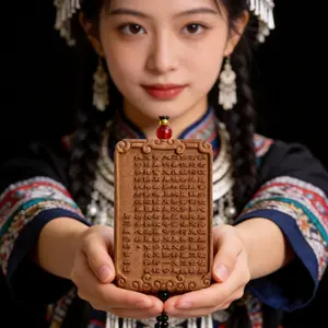 Qingxin Mantra Incense Pendant Agarwood Sandalwood Cypress Calming Evil Protection Amulet Home Purification Ornament