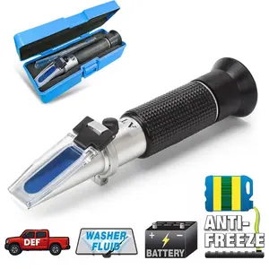 4-in-1 DEF Antifreeze Coolant Refractometer for Automobile Antifreeze System, Diesel Exhaust Fluid, Battery Acid and Windshield Washer Fluid