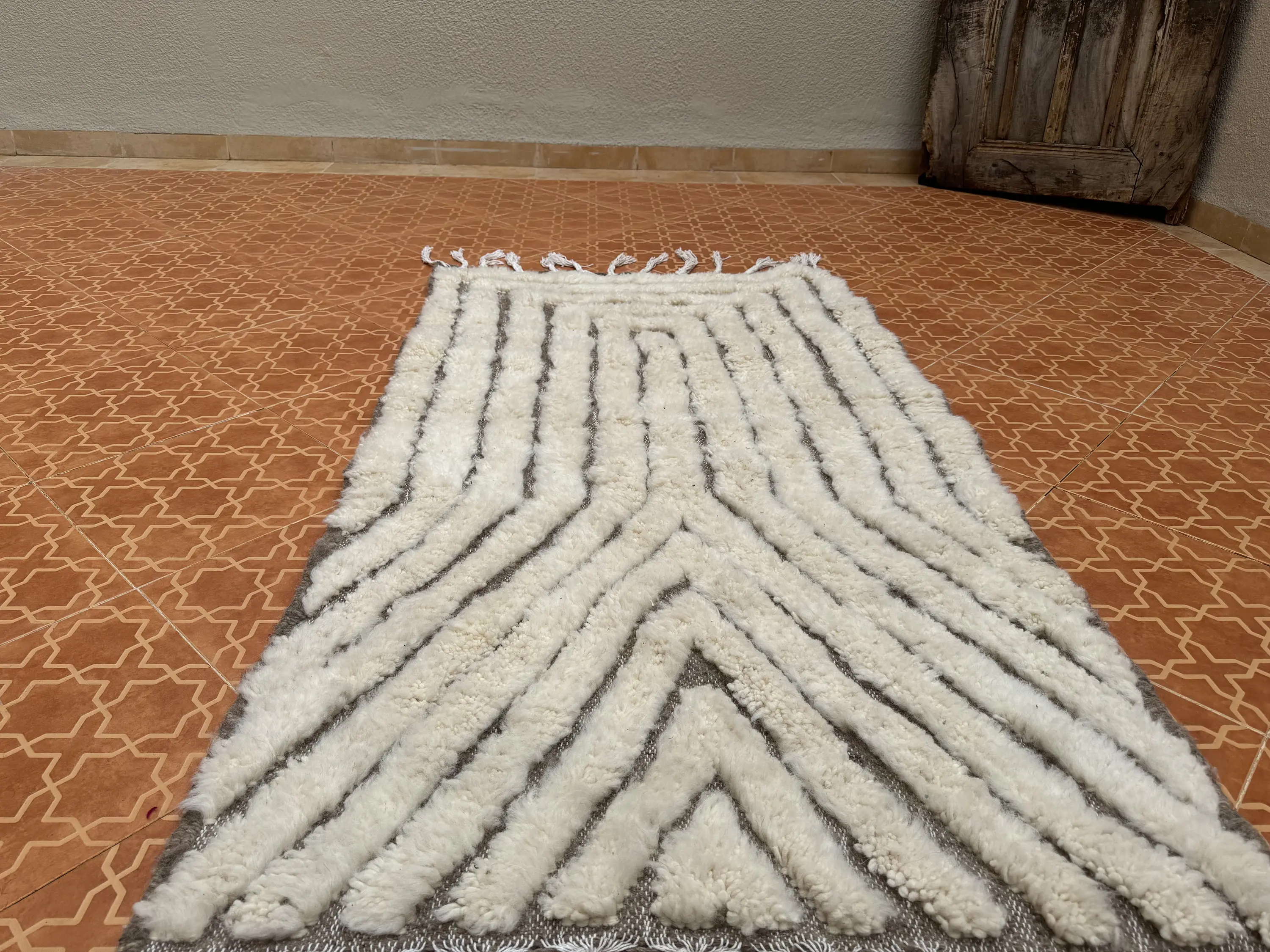 Handmade Berber Rug - Custom Made Minimalist White Moroccan Rug, Large Area Contemporary Accent for Home Decor, Perfect Housewarming