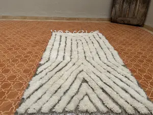 Handmade Berber Rug - Custom Made Minimalist White Moroccan Rug, Large Area Contemporary Accent for Home Decor, Perfect Housewarming