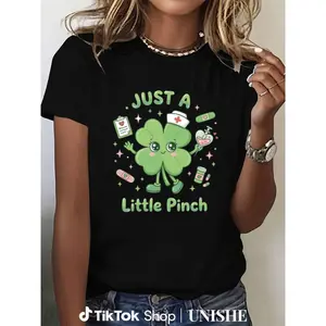 Irish Nurse Tee with Shamrock – Just A Little Pinch St. Patrick's Day Shirt for RNs Apparel Womenswear