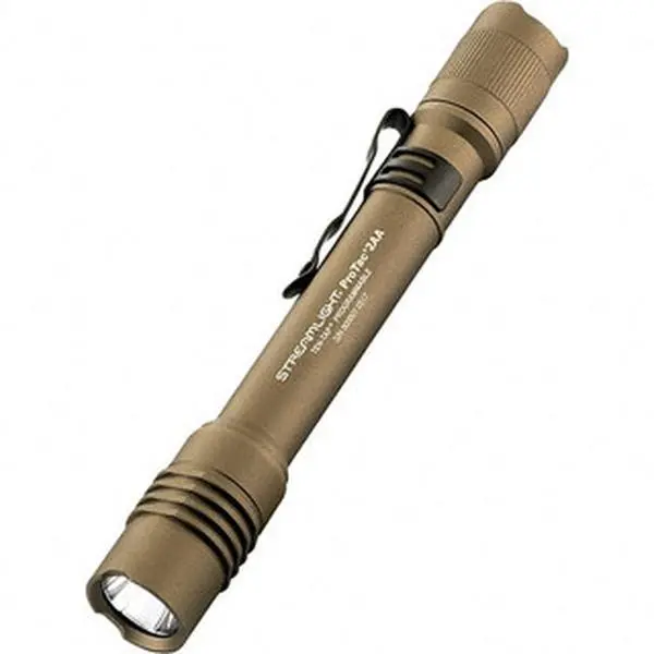 Streamlight Aluminum Body Tactical Flashlight (Model 88072) - 250 Lumens, 2580 Min Long Runtime, White LED Bulb, Coyote Tan, 2 Included Lithium Batteries, for Industrial Use