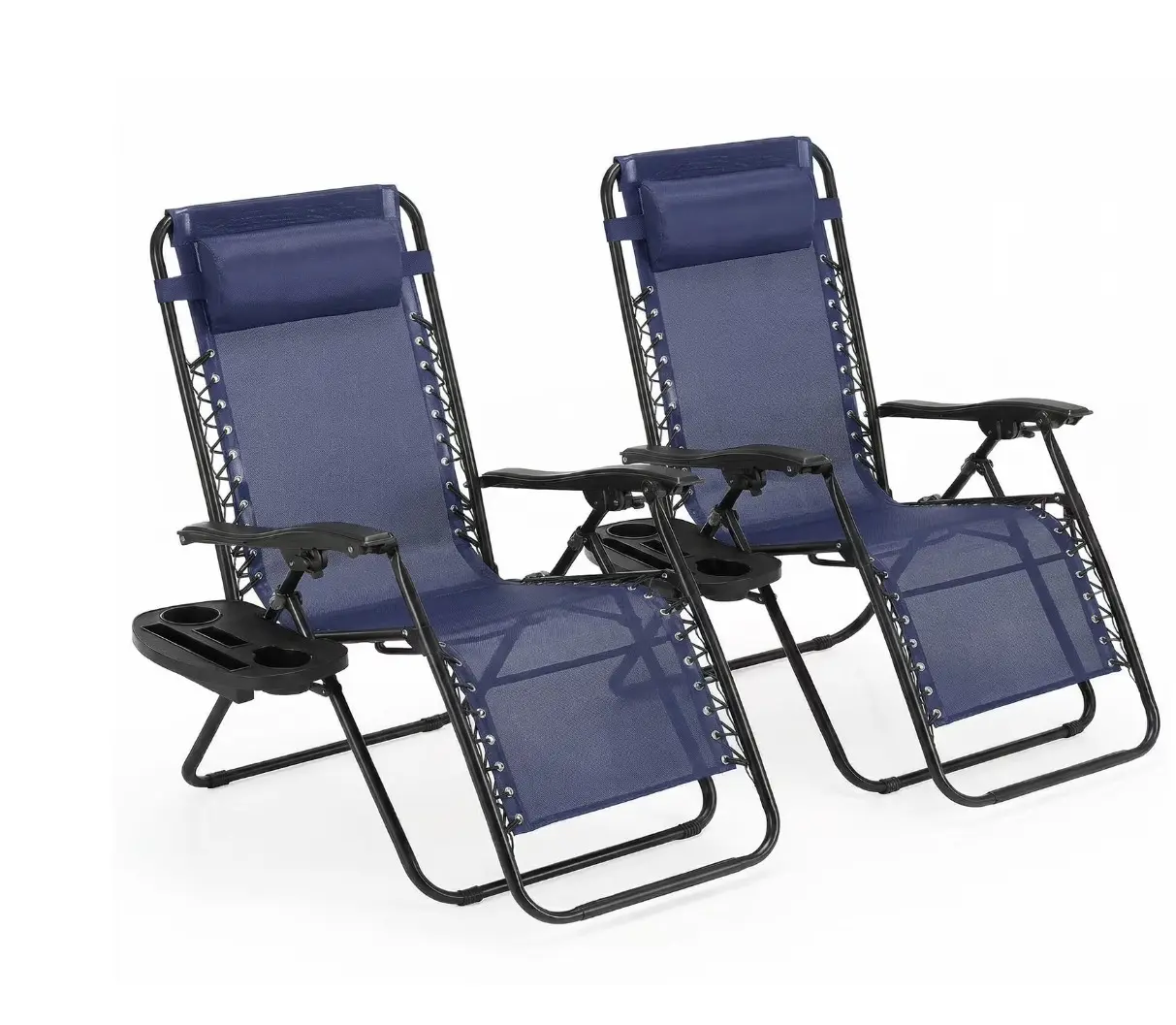 2-Pack Zero Gravity Lounge Chairs,Folding Recliners with Pillow & Cup Holder for Outdoor Patio, Pool, Beach
