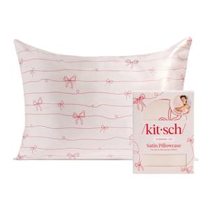 Satin Pillowcase in Striped Bows