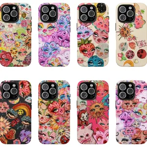 Whimsical Celestial Phone Cases | Vibrant Moon & Floral Face Designs for Ultimate Style | Compatible with iPhone 16, 15, 14, 13, 12, 11, X, SE & Samsung Galaxy S21 to S24 | Trendy Protective Covers for Cosmic Art Lovers