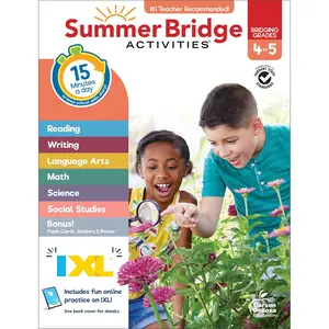 Summer Bridge Activities 4th Grade to 5th Grade Workbooks All Subjects, Math, Language Arts, Science, Social Studies, Fitness 5th Grade Workbooks All Subjects With Flash Cards, Stickers, eBooks & More - Paperback