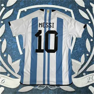 2022 Home White No.10 Messi stripe short sleeve Soccer Jersey
