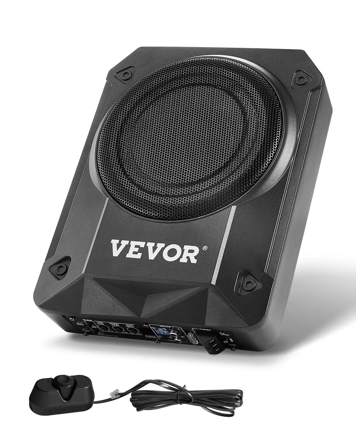 【summerfinds】VEVOR 8" 800W Underseat Car Subwoofer, Slim Powered Car Subwoofers Under the Seat, Low Profile Audio Sub Built-in Amplifier, High/Low Level Input & Volume Controller for SUVs, Car, Truck, RV