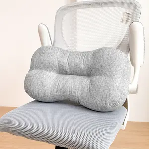 Summer Breathable Linen Lumbar Support Office Chair Cushion, Student Nap Pillow, Long Sitting Back Pain Relief, Ergonomic Waist Pad