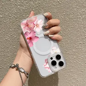 Floral Corners Magnetic TPU for iPhone Case: Drop-proof design for added protection |for iPhone 16/15/14/13/12/11