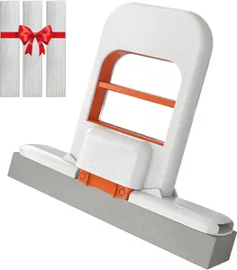 Mini Foldable Desktop Mop with Squeeze Sponge Cleaner for Mirrors Glass Doors Kitchens Bathrooms Tile Walls Windowsills Compact Easy Storage Portable Build Wet Dry Dual Use Ergonomic Handle Reusable Head