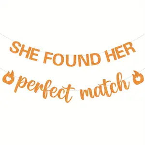 1Set She Found Her Perfect Match Bachelorette Banner Perfect Match Theme Sign for Bridal Shower Wedding Decor Match Made in Heaven Bach Engagement Party Decorations Supplies