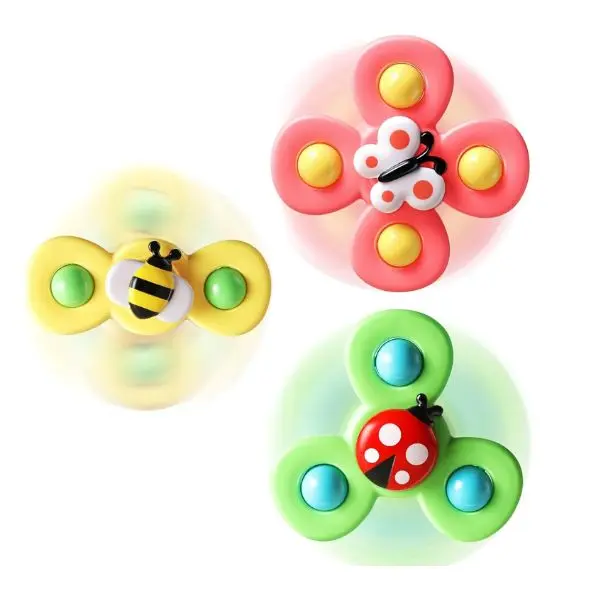 3PCS Suction Cup Fidget Spinner Toys – Spinning Sensory Fidget Bath Toys for Toddlers 1-3 Years, Fun Birthday & Christmas Gifts for Boys & Girls