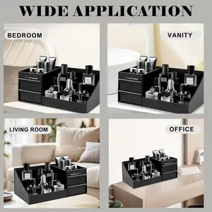 Modern Vanity Organizer Box, Durable Plastic Bathroom Storage, Skincare Perfume Display Case, Tabletop Makeup Holder, Cosmetics Organizer Storage