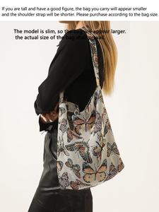 women's fashionable butterfly pattern shoulder bag, casual versatile handbag for daily used, trendy all-match purse bag for commute, work, travel, girlfriend gifts, work tote bag for women, ladies purse