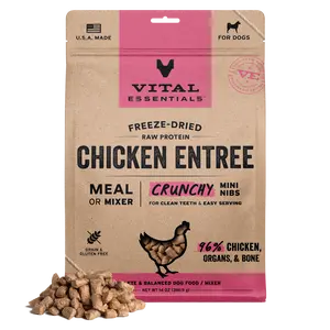 Vital Essentials Chicken Crunchy Mini Nibs Meal or Mixer Freeze-Dried Raw Dog Food, 14-oz bag