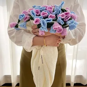 Knitting Sunflower Finished Blanket Roses Bouquet Sofa Blankets Crochet flower bouquet blanket Mother's Day Gift Manta de rosas