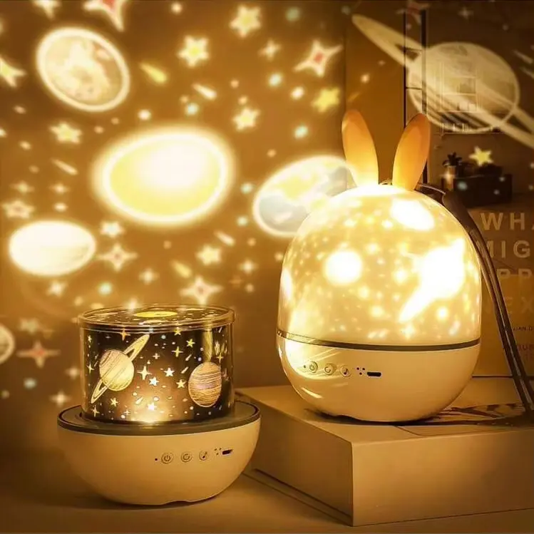 Rabbit Star Projector - Colorful LED Lights, Bluetooth Soothing Music, Atmosphere Lamp, Electronic Lights, Decorative Mood Lamp for Kids Room, Christmas Gift, Soothe to Sleep Baby Accessory, 12 Film Scenes