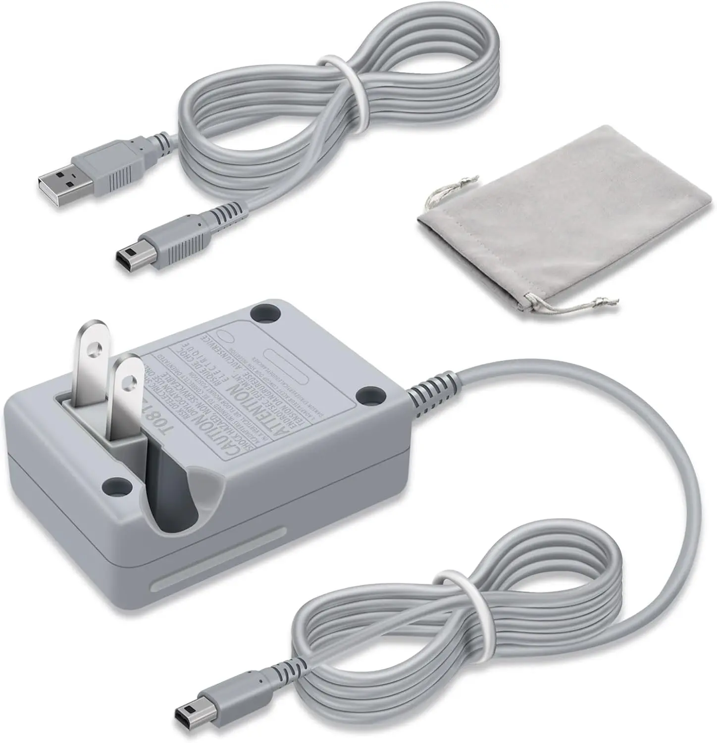 3DS Wall Charger Adapter with 3FT USB Replacement Power Cord, 100-240V Voltage, Portable Travel Charger with Port Protection, Power Adapter Accessory Compatible with 3DS/2DS/2DS XL/DSi XL Gaming Consoles