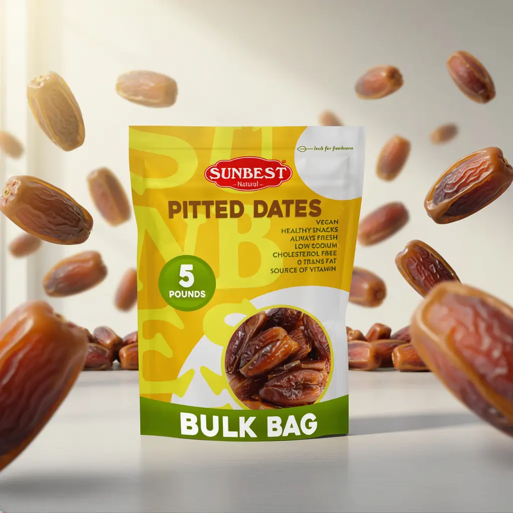 Dried Pitted Dates Snack - 5 lb Bulk Bag by Sunbest Natural - Chewy, Sweet, Dry Caramel-Flavored Natural Fruit