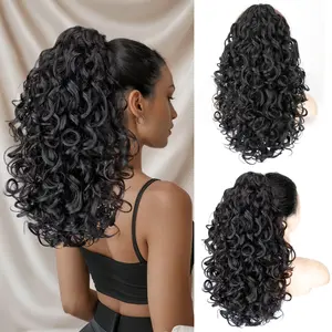 ORSUNCER Ponytail Extension 18 Inch Claw Clip Ponytail Extension Soft Curly Clip on Ponytails for Women Hair Extensions Natural Synthetic Layered Ponytails Easy To Go for Summer Looking