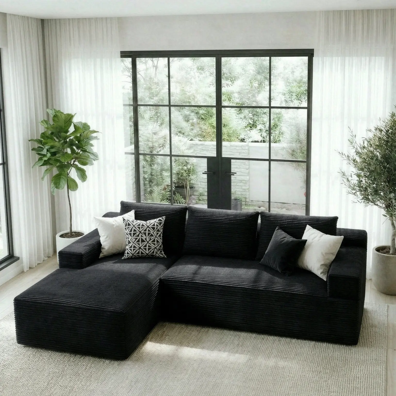 97” Modular Sectional Sofa Cloud Couch with Deep Seat, Modern L-Shaped Sofa with Chaise,Upholstered Boneless Couches for Living Room,No Assembly Required (Corduroy Fabric)