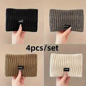 4pcs Winter Wide Headband Solid Color Knitte Ears Dears Warm Headwrap Punk Elastic Headwear Woman Headband Hair Accessories