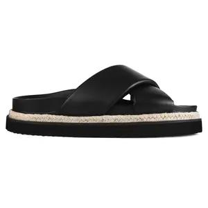 Womens Summer Platform Sandals Crisscross Comfort Black Espadrilles Open Toe Beach Summer Beach Slide Sandals Girl Footwear Walking Shoes Flatform Parent Bridal