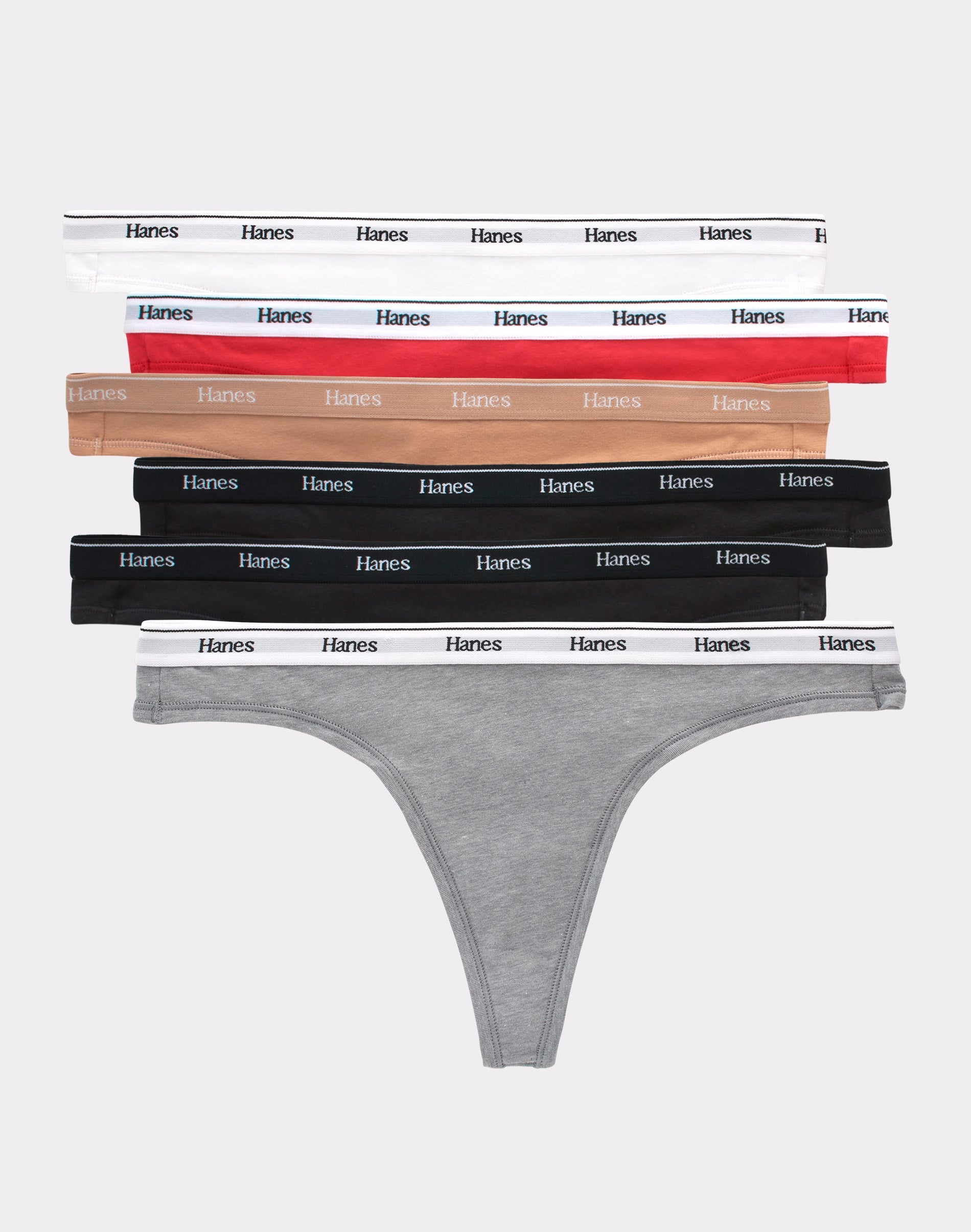 Hanes Originals Women's Thong Underwear Breathable Stretch Cotton 6-pack Multi Pack Comfortable Fit Soft Fabric Oc46as Matching Basic