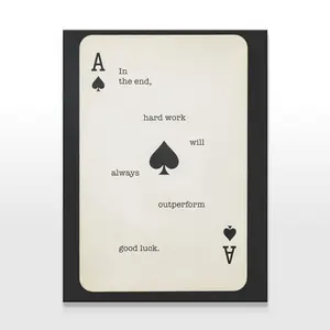 Hard Work Beats Luck Wall Art | Motivational Playing Card Wall Art | Inspirational Quote Wall Decor, Ace of Spades Success Art