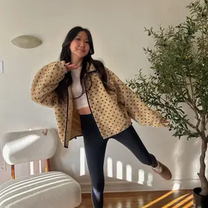 Kimberly Polka Heart Fleece Jacket - Cozy Fleece Jacket with Polka Heart Design for Women