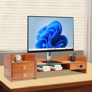 Enhanced Computer Monitor Stand: Multi-functional Computer Rack with Drawers for Optimal Workspace Setup