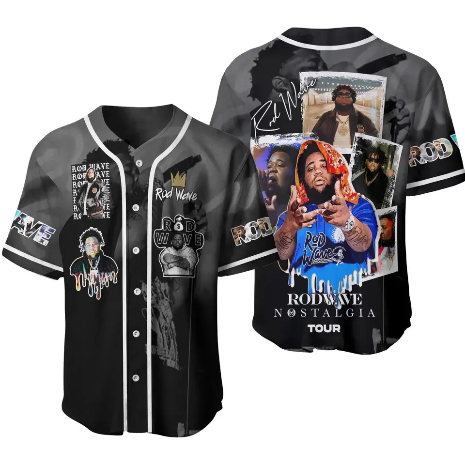 Rod Wave Baseball Jersey Soul Rap Music Button Up Sportswear Streetwear Shirt HY4069