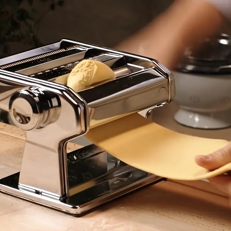 Manual Pasta Maker - 9 Adjustable Thickness Settings, Stainless Steel Pasta & Noodle Cutter for Spaghetti, Fettuccine, Lasagna & Dumpling Wrappers, Durable Kitchen Tool with Stable Structure